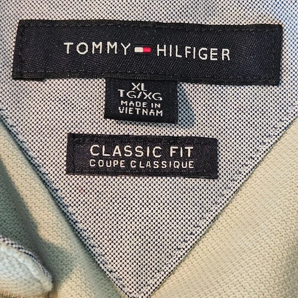 Tommy Hilfiger Polo Short Sleeve‎ Classic Fit  Mens Size XL Cotton Light Green